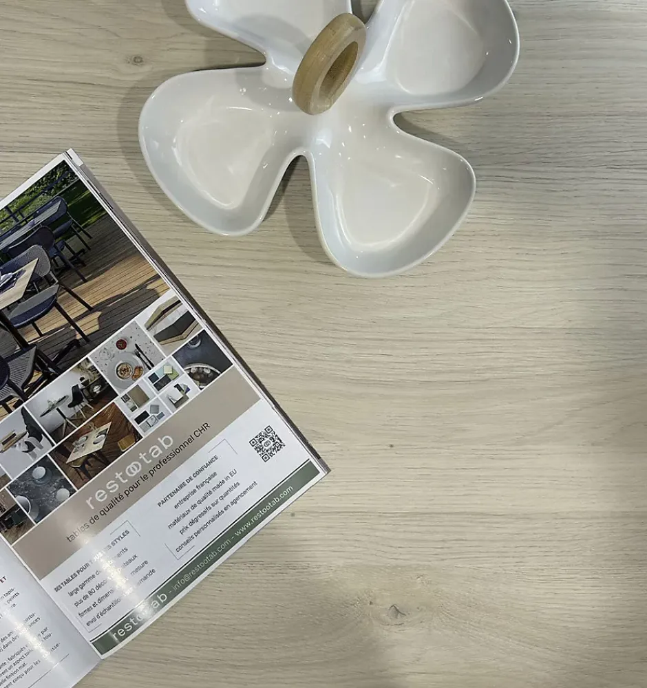 Plateau 90x90 decor chene ponty --Restootab Outlet