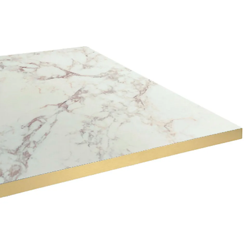 Restootab Plateau 70x70 decor marbre olympo chants laiton -