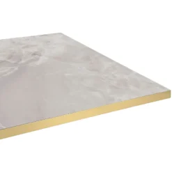 Plateau 110x70 decor marbre perla chants laiton --Restootab Best