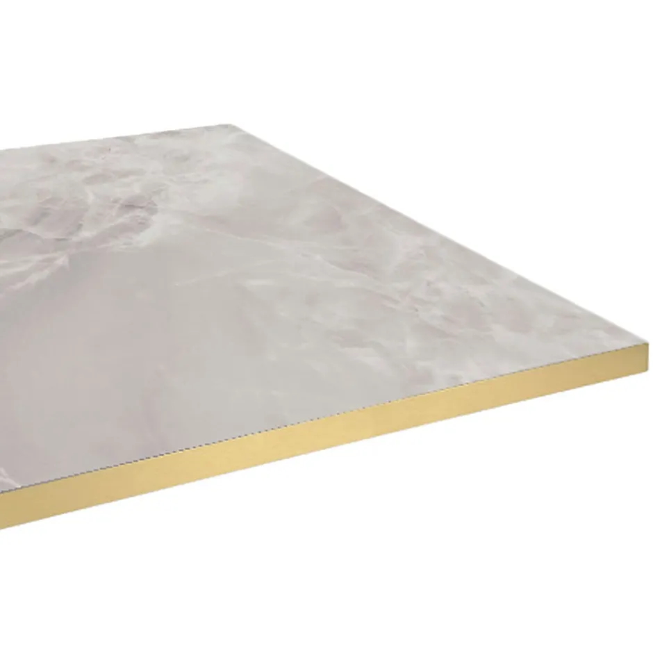 Plateau 110x70 decor marbre perla chants laiton --Restootab Best