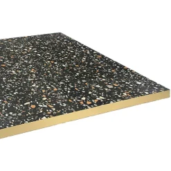 Plateau 90x90 decor terrazzo black chip chants laiton --Restootab Hot