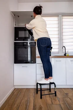 Drabest Plateforme tabouret escabeau NOIR 1 marche antidérapante 1 pièce.