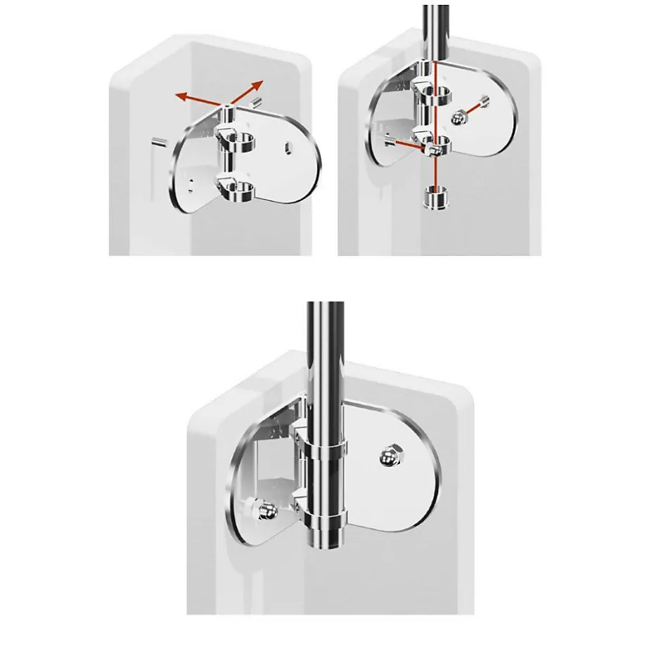 Platine de fixation d'angle 90 degrés à l'anglaise Modèle 55 - 168/168/45 - pour tube diam. 42,4 mm - Inox 316-MySystem Hot