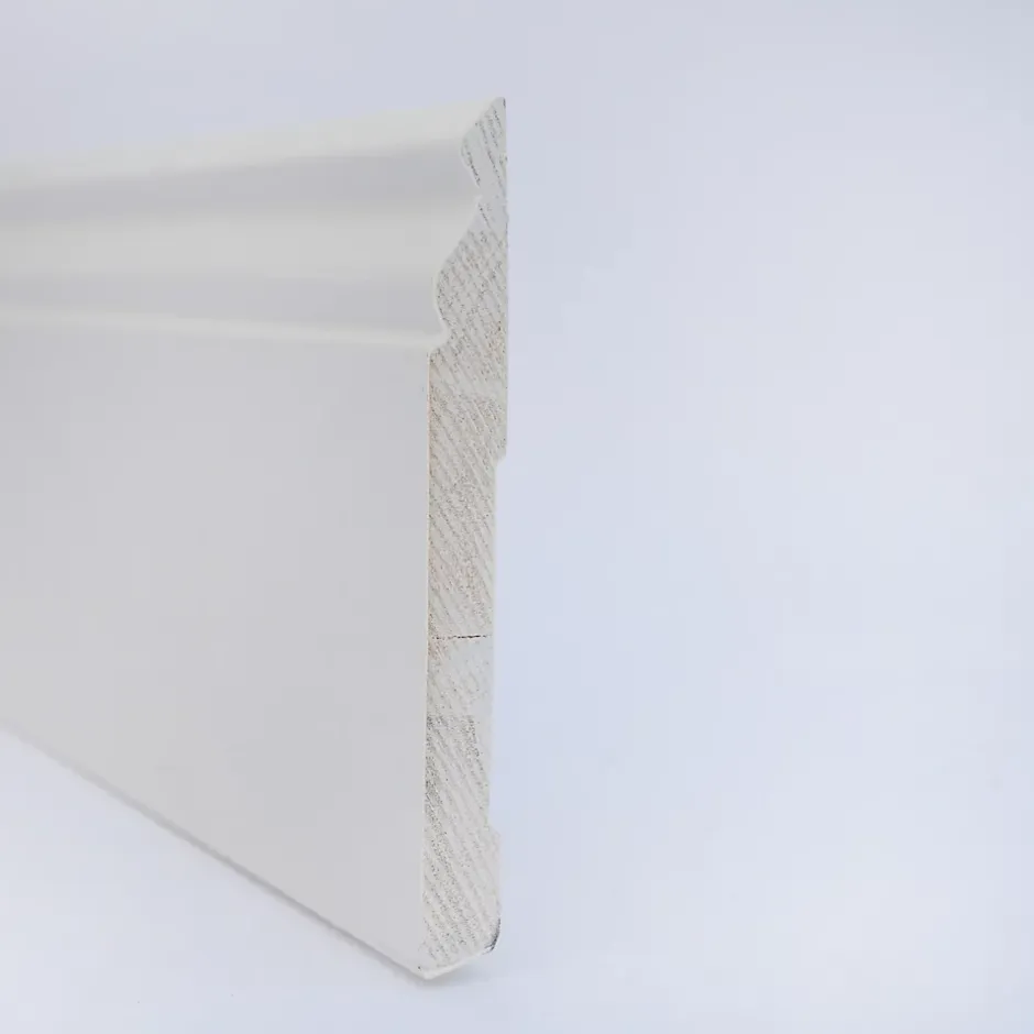 Plinthe Bois de Pin Merkusii - Enduite Gesso Blanc - 12x120x2200mm-Woodbord Best