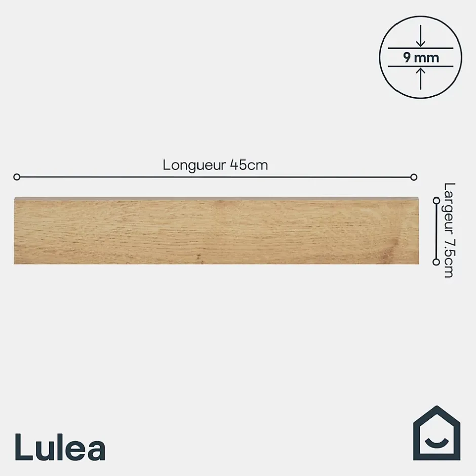 GoodHome Plinthe carrelage effet bois brut beige L.45 x l.0,75 cm x ép.9 mm, Lulea