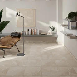 GoodHome Plinthe carrelage effet pierre beige mocca L.45 x l.0,75 cm x ép.9,1 mm, Limo Mocca