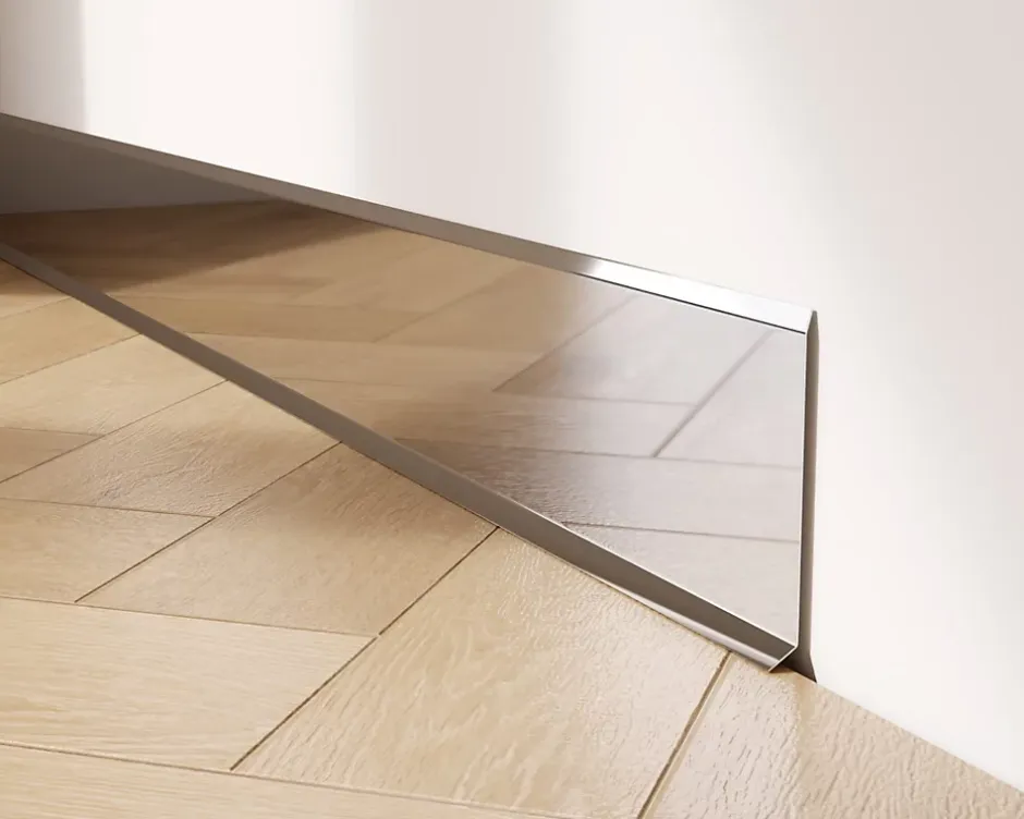 Plinthe décorative pour mur F Argent poli - 100mm x 2700mm x 0,65 ep.-Ilcom New