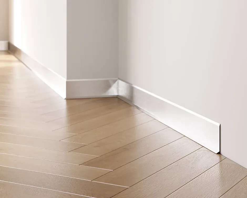 Plinthe décorative pour mur F Argent satiné - 60mm x 2700mm x 0,65 ep.-Ilcom Outlet