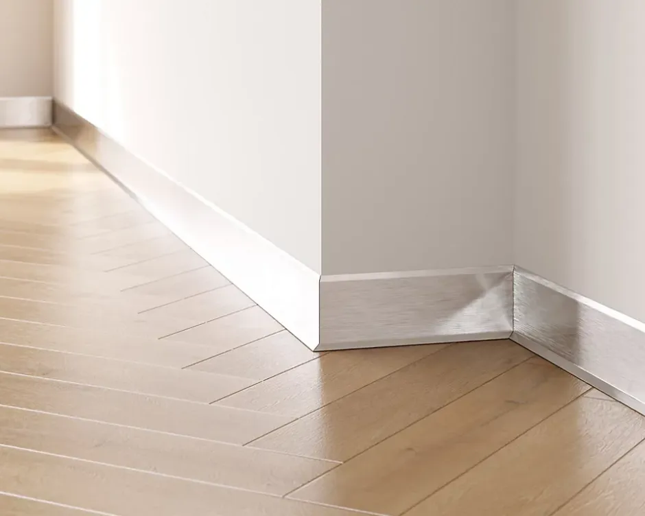 Plinthe décorative pour mur F Argent satiné - 60mm x 2700mm x 0,65 ep.-Ilcom Outlet