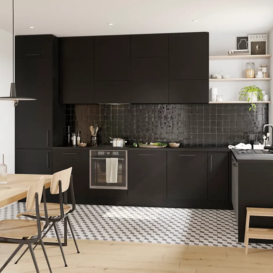 GoodHome Plinthe de cuisine Stevia noir H. 15 x l. 240 x Ep. 1,6 cm