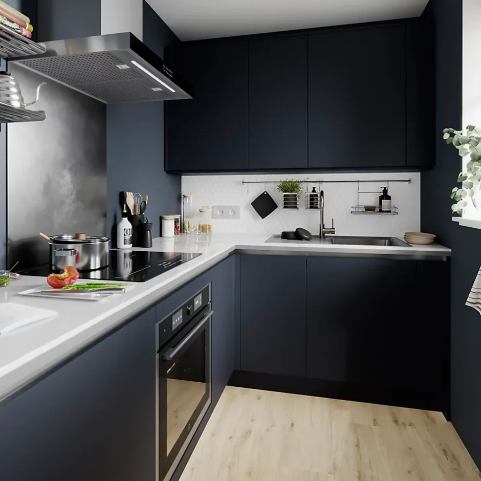 Plinthe de cuisine Garcinia et Stevia bleu mat H. 15 cm x l. 2.4 m x Ep. 16 mm-GoodHome Discount