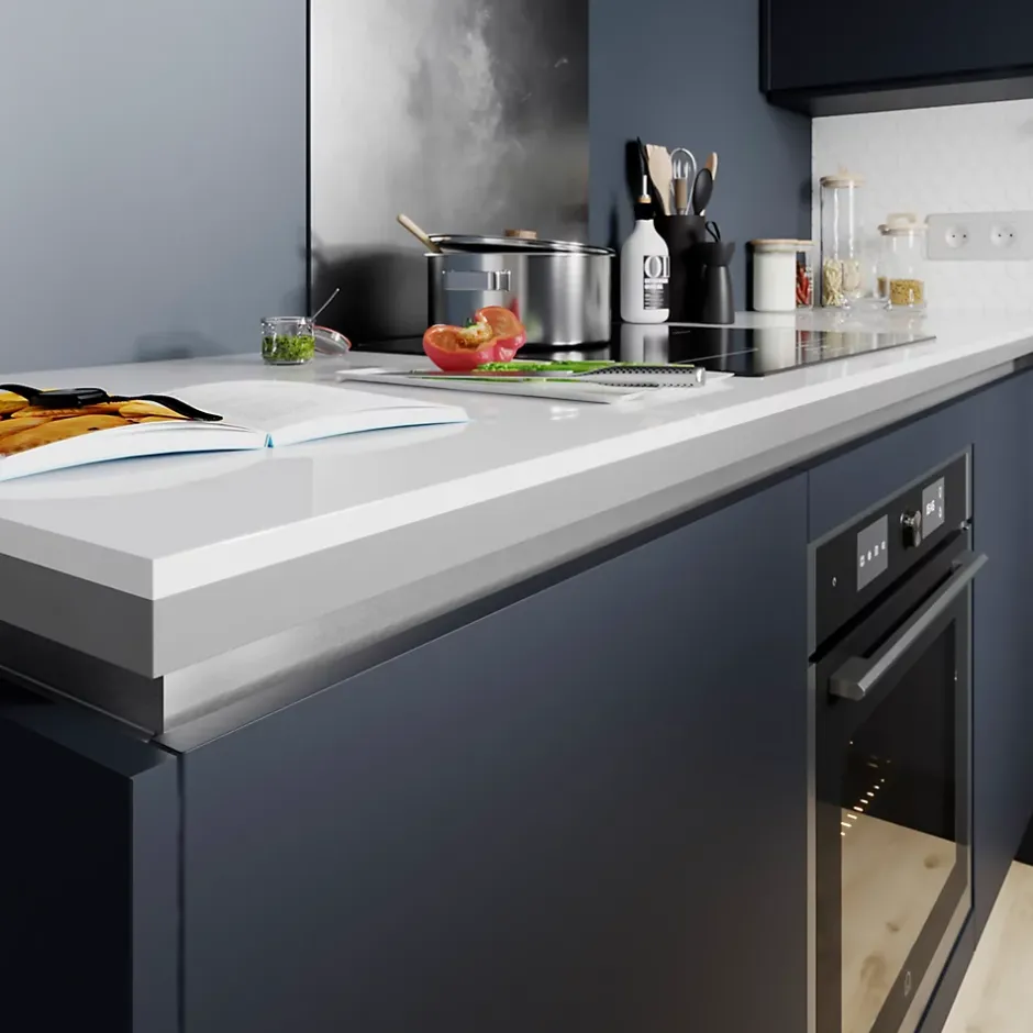 Plinthe de cuisine Garcinia et Stevia bleu mat H. 15 cm x l. 2.4 m x Ep. 16 mm-GoodHome Discount