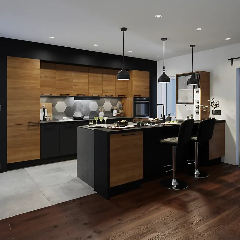 Plinthe de cuisine Chia chêne fumé H. 15 cm x l. 2.4 m x Ep. 16 mm-GoodHome Best