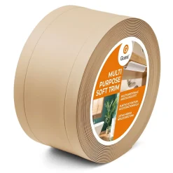 Quest Plinthe de finition W1 en PVC 6,en,1 75 mm, baguette autocollante, masquante, plinthe souple pour sol et mur, sablonneux, 15 m