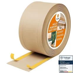 Quest Plinthe de finition W1 en PVC 6,en,1 75 mm, baguette autocollante, masquante, plinthe souple pour sol et mur, sablonneux, 15 m