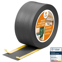 Plinthe de finition W3 en PVC 4,en,1 95 mm, baguette autocollante, masquante, plinthe souple pour sol et mur, gris foncé, 10 m-Quest