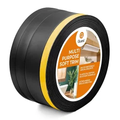 Plinthe de finition W2 en PVC 4,en,1 120 mm, baguette autocollante, masquante, plinthe souple pour sol et mur, noir, 10 m-Quest Clearance