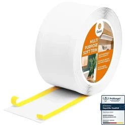 Plinthe de finition W1 en PVC 6,en,1 95 mm, baguette autocollante, masquante, plinthe souple pour sol et mur, blanc, 5 m-Quest Online