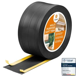 Plinthe de finition W3 en PVC 4,en,1 120 mm, baguette autocollante, masquante, plinthe souple pour sol et mur, noir, 15 m-Quest Hot
