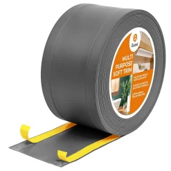 Plinthe de finition W1 en PVC 6,en,1 120 mm, baguette autocollante, masquante, plinthe souple pour sol et mur, gris foncé, 15 m-Quest Clearance