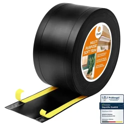 Quest Plinthe de finition W1 en PVC 6,en,1 75 mm, baguette autocollante, masquante, plinthe souple pour sol et mur, noir, 10 m