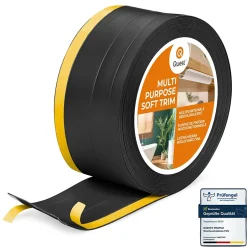 Plinthe de finition W2 en PVC 4,en,1 120 mm, baguette autocollante, masquante, plinthe souple pour sol et mur, noir, 20 m-Quest New