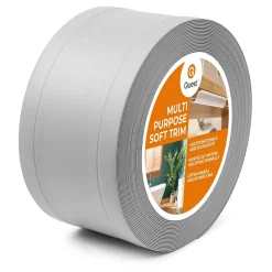 Quest Plinthe de finition W1 en PVC 6,en,1 120 mm, baguette autocollante, masquante, plinthe souple pour sol et mur, gris, 15 m