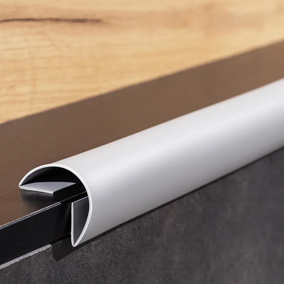 Quest Plinthe de finition W1 en PVC 6,en,1 120 mm, baguette autocollante, masquante, plinthe souple pour sol et mur, gris, 15 m