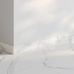 Plinthe en carrelage effet marbre blanc brillant L.33 x l.7,5 cm x ép. 8,5mm Cavana Skirting