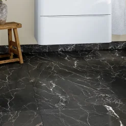 GoodHome Plinthe en carrelage effet marbre anthracite brillant L.60,8 x l.7 cm x ép.8,5 mm, Aruma