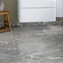 GoodHome Plinthe en carrelage effet marbre gris brillant L.60 x l.7,5 x ép.8,5 mm, Aruma