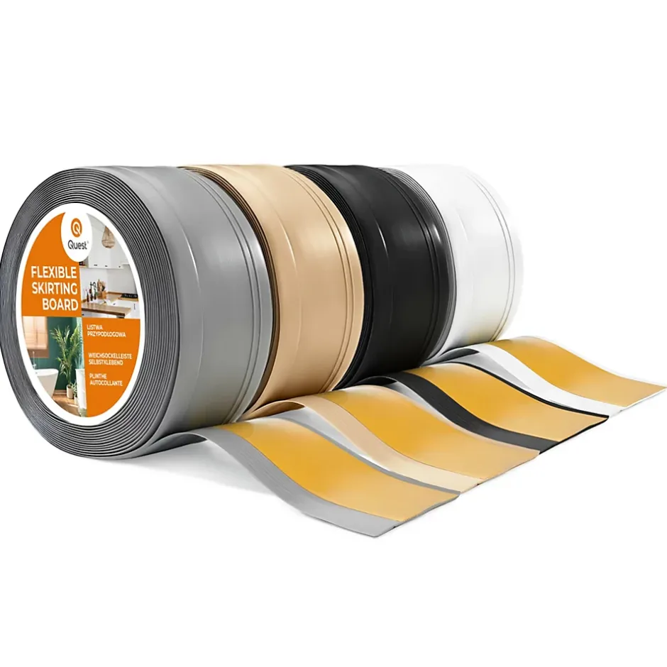 Plinthe en PVC autocollante, plinthe flexible DEKOR, 70x20mm, noir, 70x20 mm, 10 m-Quest New