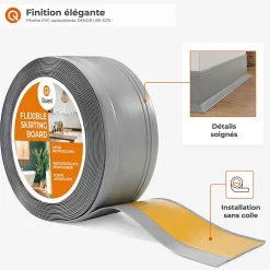 Plinthe en PVC autocollante, plinthe flexible DEKOR, 70x20mm, noir, 70x20 mm, 10 m-Quest New