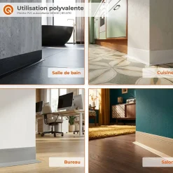 Plinthe en PVC autocollante, plinthe flexible DEKOR, 70x20mm, noir, 70x20 mm, 10 m-Quest New