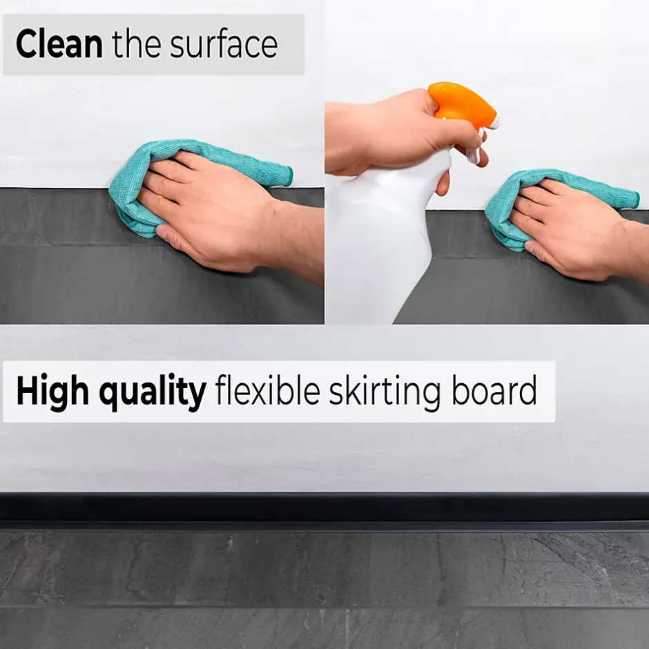 Quest Plinthe en PVC Flexible 70x20mm, 1m, Plinthe Souple et Élastique pour Finitions et Surfaces de Jonction, gris