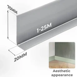 Quest Plinthe en PVC Flexible 70x20mm, 1m, Plinthe Souple et Élastique pour Finitions et Surfaces de Jonction, noir