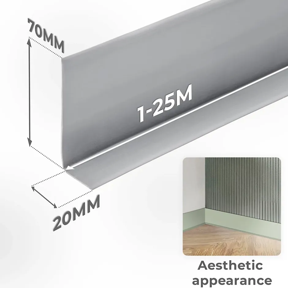 Quest Plinthe en PVC Flexible 70x20mm, 1m, Plinthe Souple et Élastique pour Finitions et Surfaces de Jonction, noir
