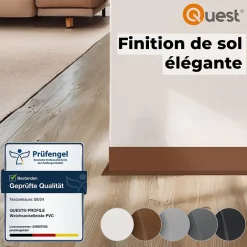 Quest Plinthe en PVC Flexible 100x25mm, 5m, Plinthe Souple et Élastique pour Finitions et Surfaces de Jonction, blanc