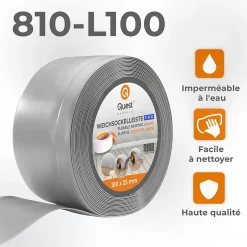 Quest Plinthe en PVC Flexible 100x25mm, 20m, Plinthe Souple et Élastique pour Finitions et Surfaces de Jonction, gris