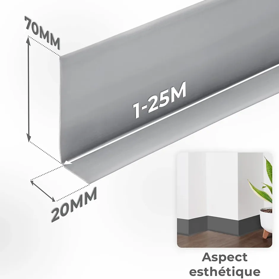 Plinthe en PVC Flexible 70x20mm, 15m, Plinthe Souple et Élastique pour Finitions et Surfaces de Jonction, vert-Quest Hot