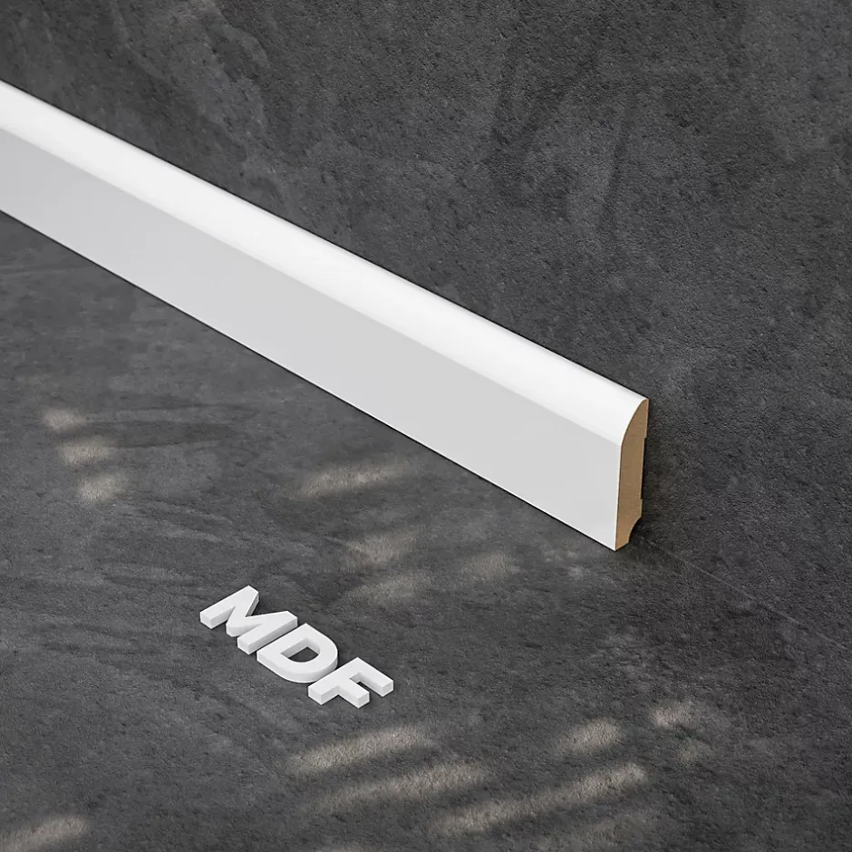 Tecnoprofils Plinthe MDF 2 m - Blanc - Lot de 5 - 60 x 14 mm