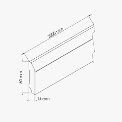 Tecnoprofils Plinthe MDF 2 m - Blanc - Lot de 5 - 60 x 14 mm