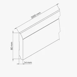 Tecnoprofils Plinthe MDF 2 m - Chêne Cérusé - Lot de 5 - 80 x 14 mm