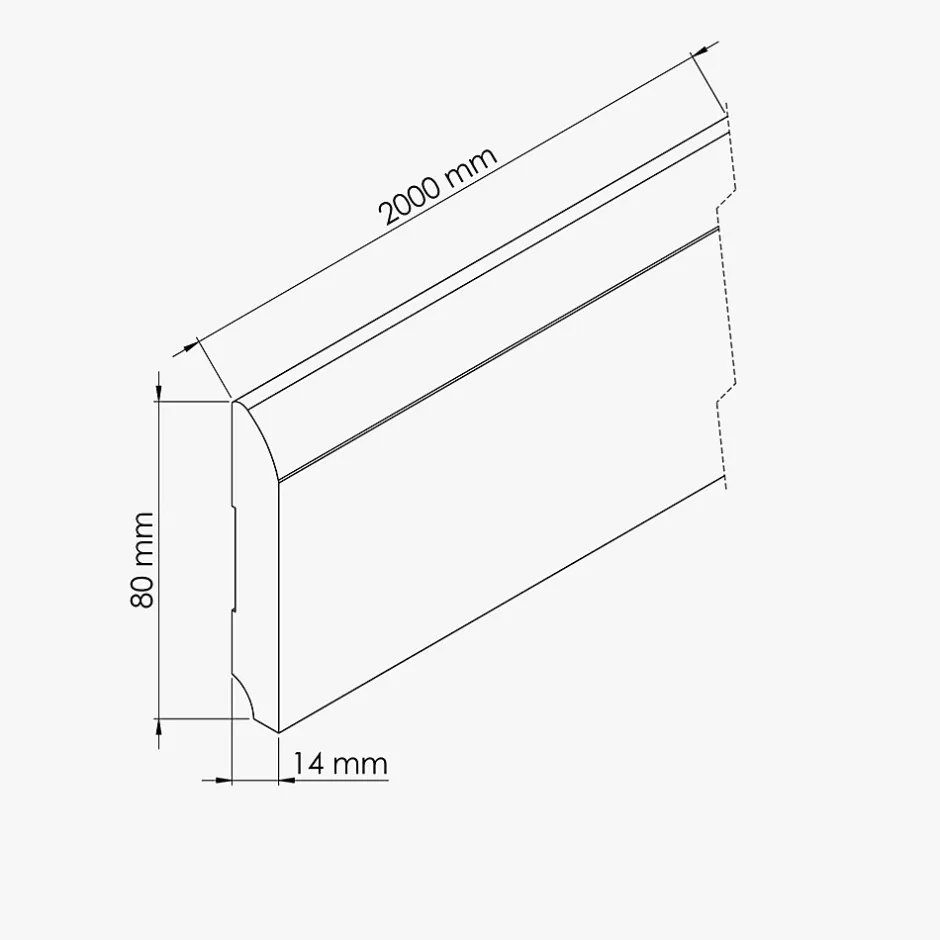 Tecnoprofils Plinthe MDF 2 m - Chêne Naturel - Lot de 5 - 80 x 14 mm