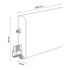Plinthe MDF arrondie, effet chêne , décor 10, H.8 cm x L. 220 cm x ép.13 mm (vendue à la pièce)-GoodHome Clearance