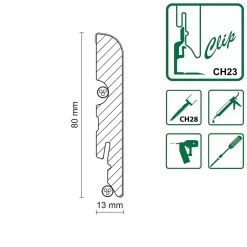 Plinthe MDF arrondie, effet chêne , décor 10, H.8 cm x L. 220 cm x ép.13 mm (vendue à la pièce)-GoodHome Clearance