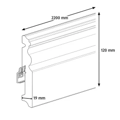 GoodHome Plinthe MDF Blanc 220 x 12 cm Décor 10 (vendue à la pièce)