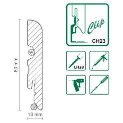 GoodHome Plinthe MDF, effet chêne brun , décor 385, H.8 cm x L.220cm x ép.13 mm, résistant à l'eau (vendue à la pièce)