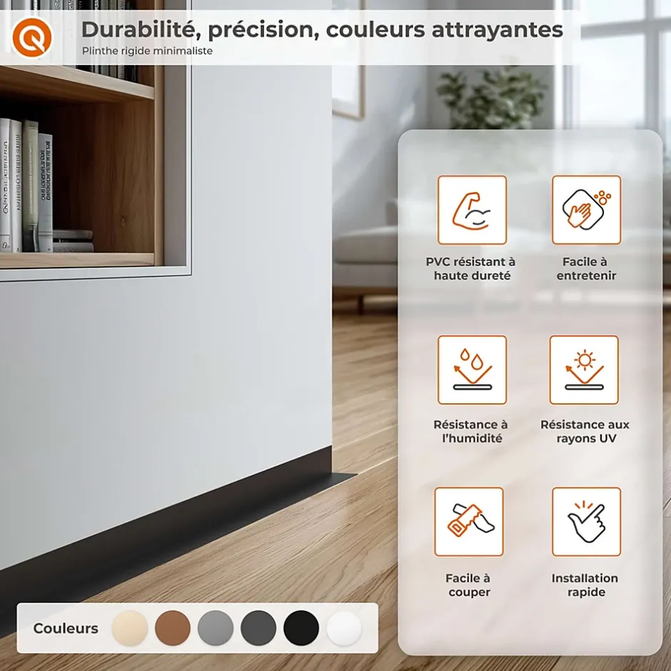 Plinthe PVC rigide 35x18 mm, Plinthe murale autocollante, decorative, 200 cm, marron-Quest Online