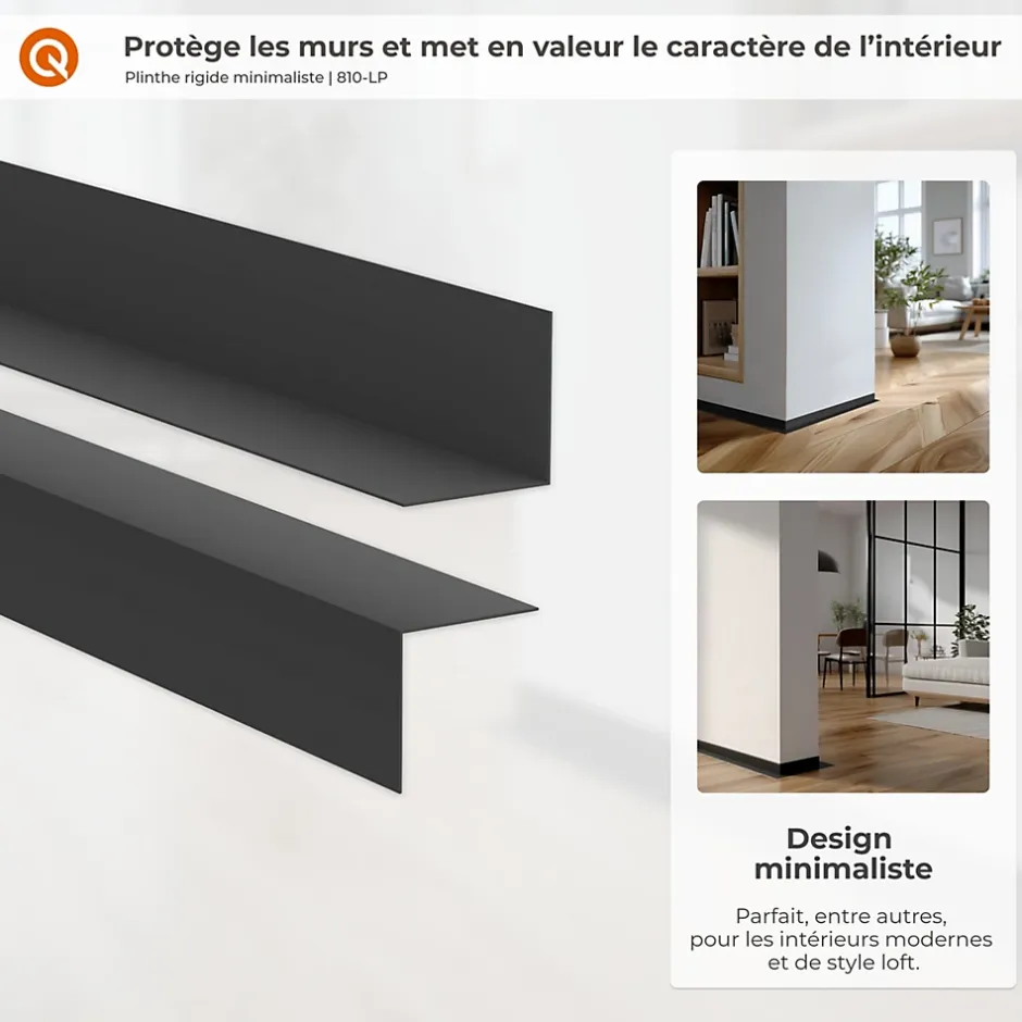 Quest Plinthe PVC rigide 50x20 mm, Plinthe murale autocollante, decorative, 200 cm, marron